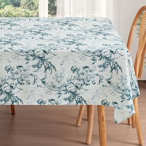 Chic Blue Floral Tablecloth for Dining